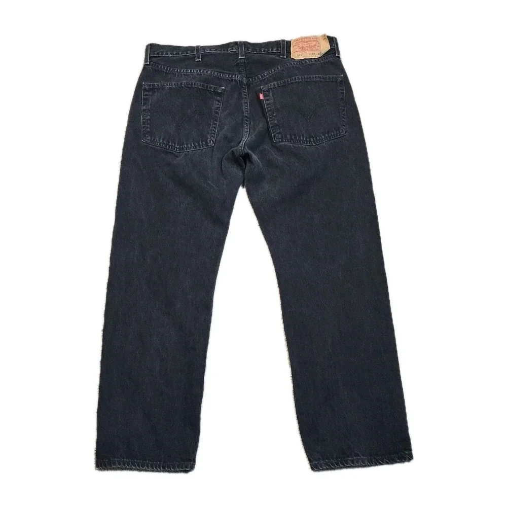 Vintage Levi's 501 Button Fly Jeans Mens 38x30‎ Black Bat Wing Red Tab Y2K
